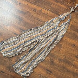 Wild Fable Striped Jumpsuit in Blue and Tan